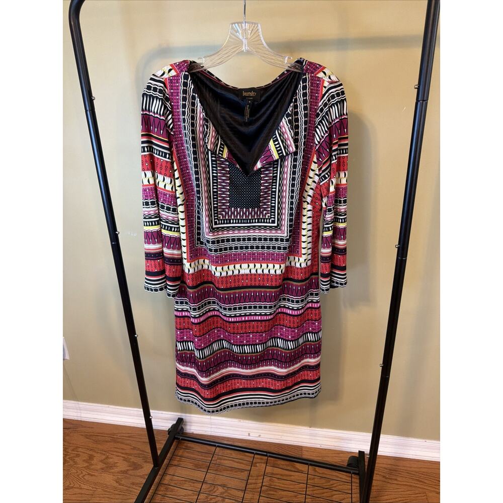 Laundry by Shelli Segal Multi-Colored 3/4 Sleeve Dress Size M